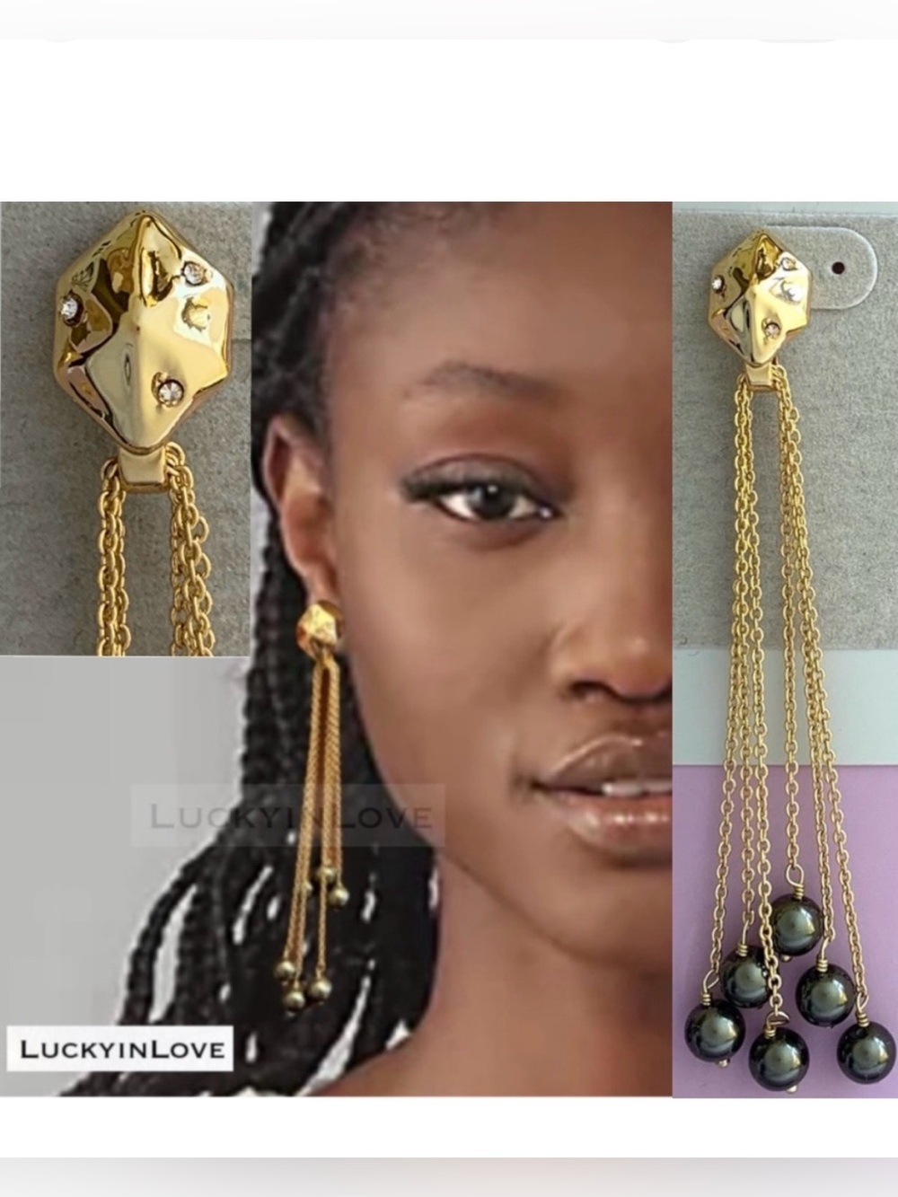 ALEXIS BITTAR NEW Byzantine Elegant Gold Tassel Pearl Drop Earrings